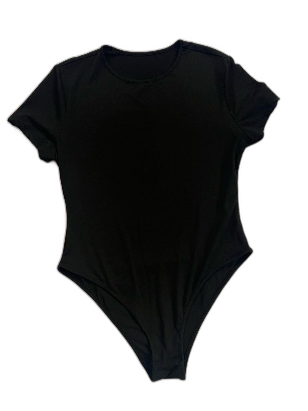Black Short-Sleeve One-Piece Bodysuit